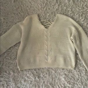 cropped off white sweater